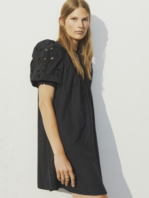 

H&M Women Black Broderie Anglaise Dress