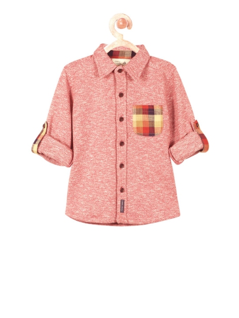 

Cherry Crumble Boys Coral Red Regular Fit Solid Casual Shirt