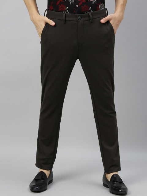 

RARE RABBIT Men Olive Green Regular Fit Solid Regular Trousers