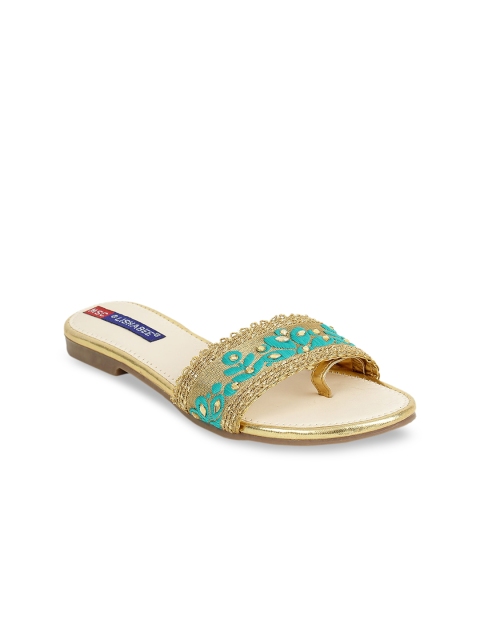 

MSC Women Green Embellished Open Toe Flats