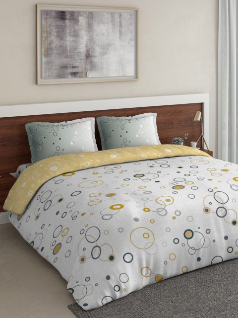 

DDecor Grey & Yellow Printed AC Room Double Queen Bedding Set