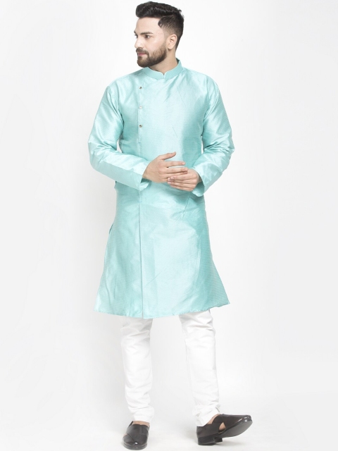 

Benstoke Men Blue Self Design Kurta with Churidar