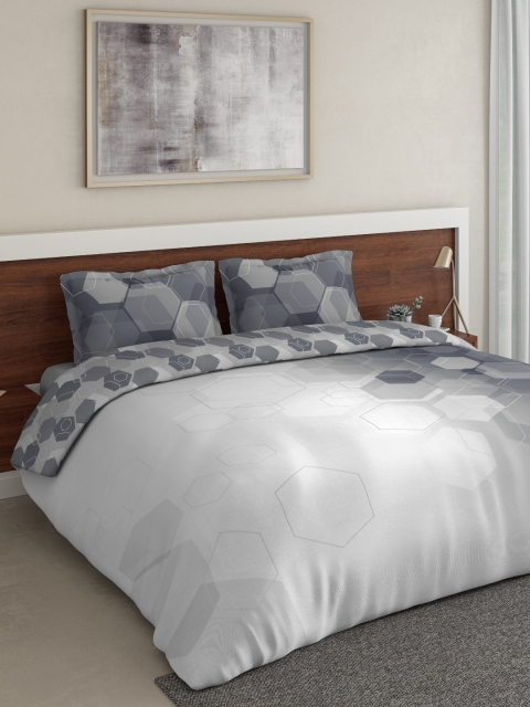 

DDecor Grey & Off-White Printed AC Room Double Queen Bedding Set