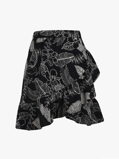 

Tiddlywings Girls Black & Grey Printed Flared Skirt