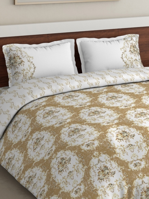

DDecor Brown & White Floral Printed Bedding Set
