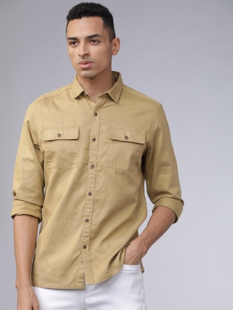 

Ecko Unltd Men Beige Slim Fit Solid Casual Shirt
