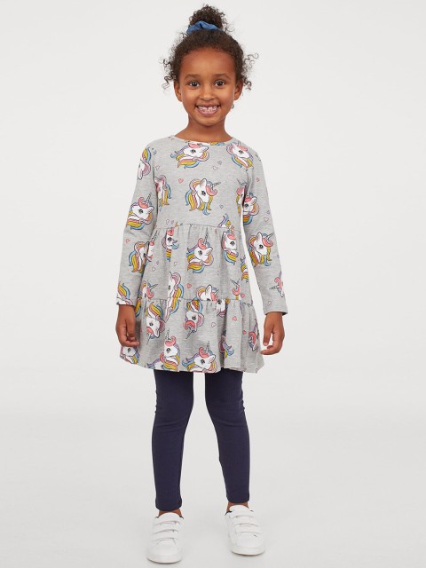 

H&M Girls Grey & Navy Blue Printed 2-Piece Jersey Set