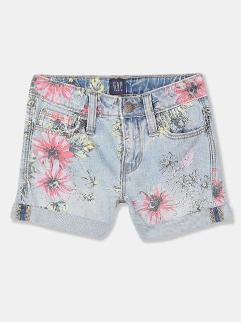 

GAP Girls Blue Floral Print Girlfriend Denim Shorts