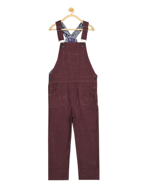 

Cherry Crumble Kids Burgundy Solid Corduroy Dungaree