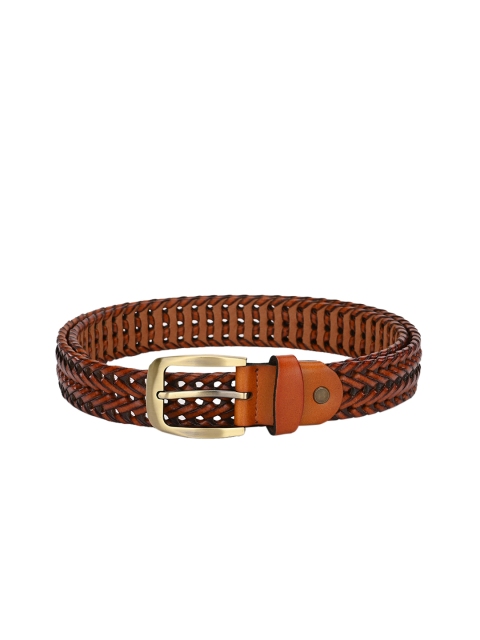 

Calvadoss Men Brown Braided Leather Belt