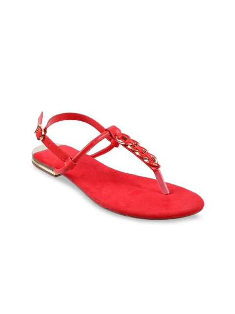 

Metro Women Red Solid T-Strap Flats
