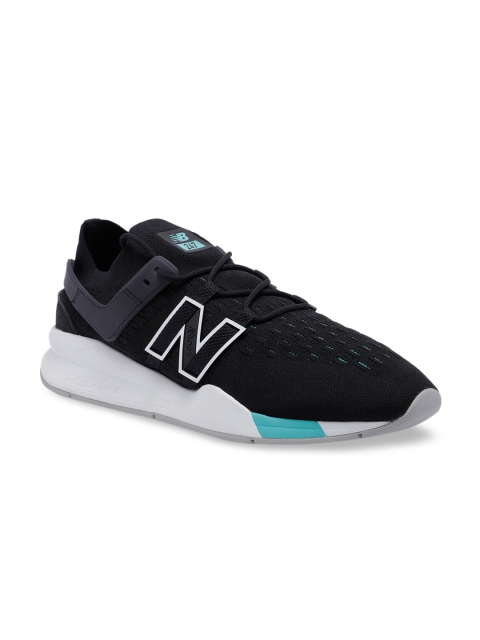 

New Balance Men Black Woven Design Sneakers