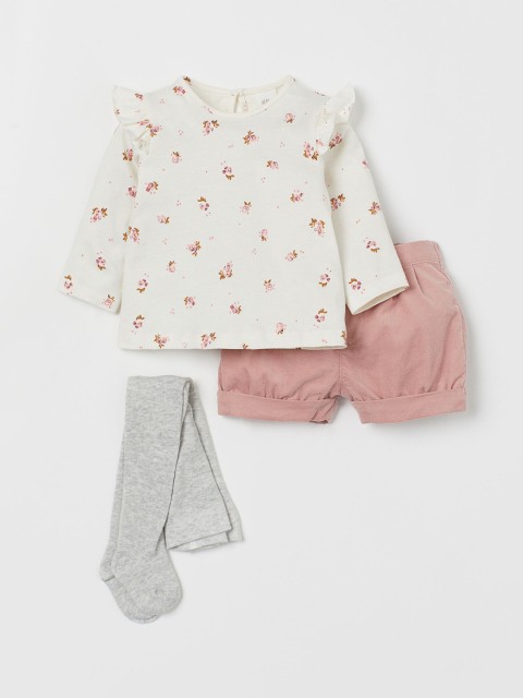 

H&M Girls Pink & White 3-Piece Cotton Set