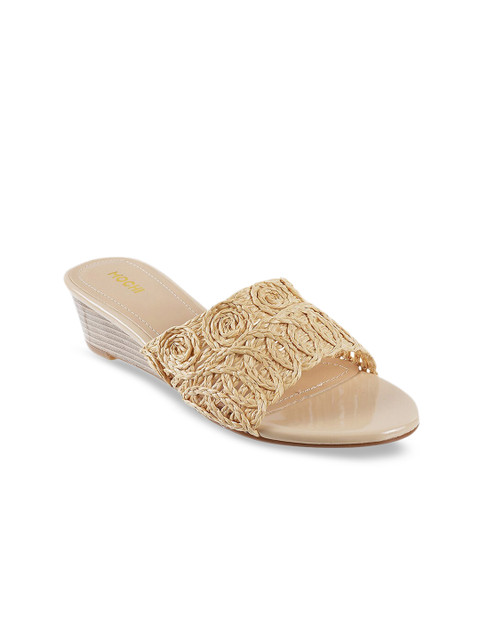 

Mochi Women Beige Woven Design Wedges