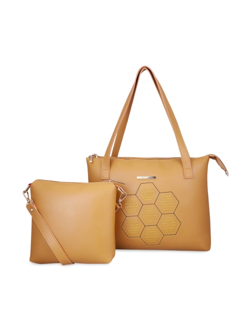 

Lapis O Lupo Mustard Yellow Self Design Shoulder Bag with Pouch