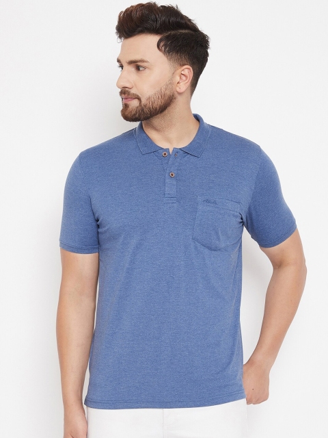 

Adobe Men Blue Solid Henley Neck T-shirt