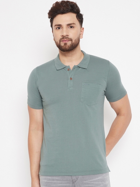 

Adobe Men Green Solid Polo Collar T-shirt