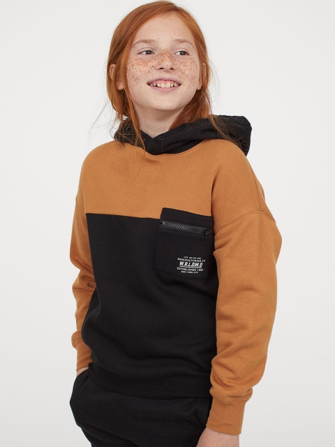 

H&M Boys Brown & Black Printed Hoodie