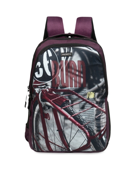 

Priority Unisex Maroon & Black Graphic Printed Pluto 001 Wine Backpack