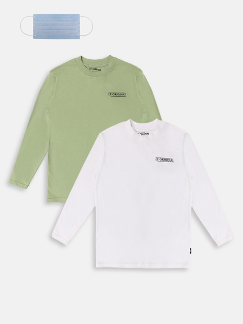 

Lil Tomatoes Boys Pack Of 2 Solid Round Neck T-shirt, Green