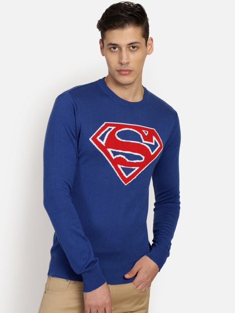 

Free Authority Men Blue Superman Printed Pullover Sweater