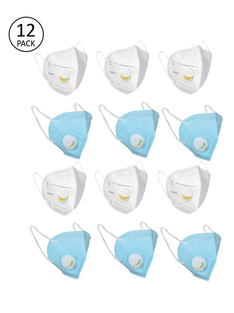 

OOMPH Adults Pack of 12 Anti-Pollution 5-Layer Reusable Valved KN95 Masks, White