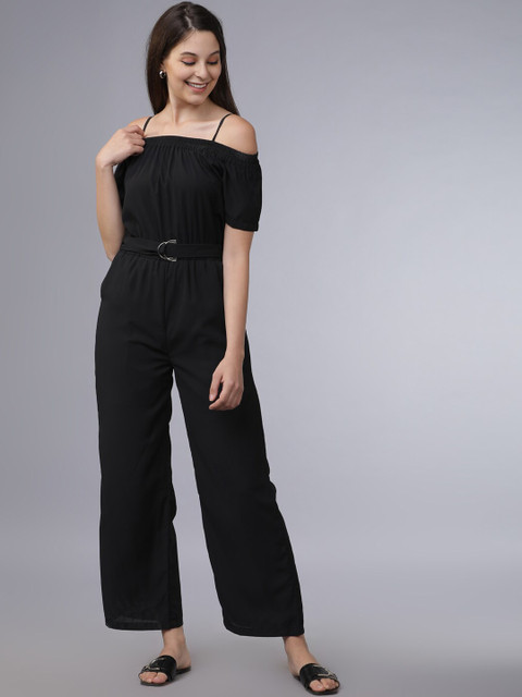 

Tokyo Talkies Women Black Solid Off Shoulder Jumpsuit