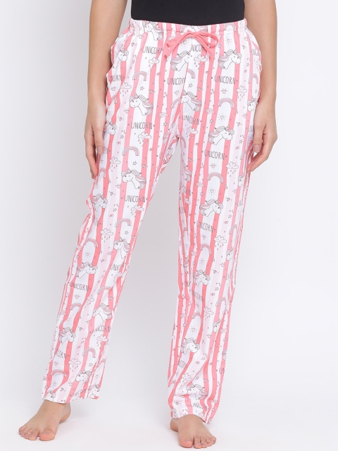 

Kanvin Women White & Pink Unicorn Print Lounge Pants