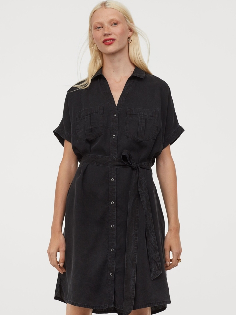 

H&M Women Black Solid Lyocell Sustainable Dress