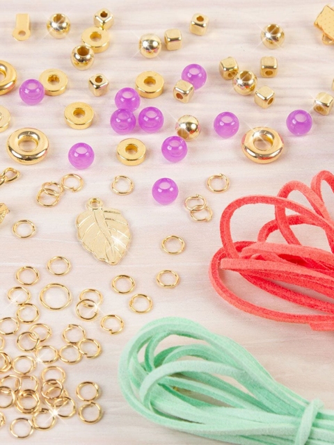 

make it real Kids Multicoloured DIY Gold Link Suede Bracelets, Multi