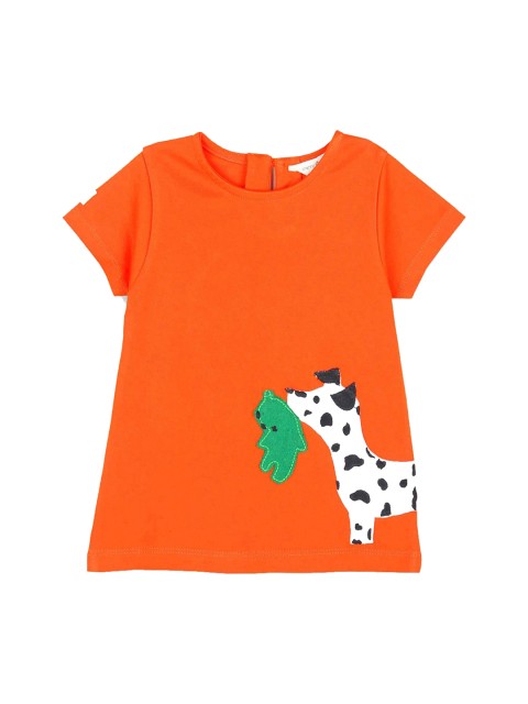 

Cherry Crumble Girls Orange Appliqued Top
