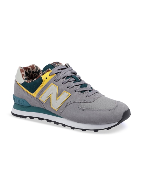 

New Balance Men Grey Printed Leather Sneakers