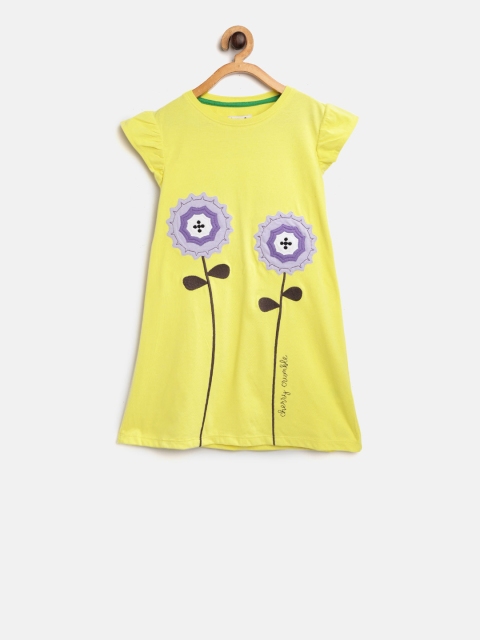 

Cherry Crumble Girls Yellow Printed A-Line Dress