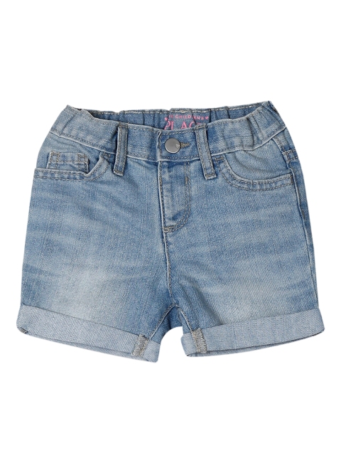 

The Childrens Place Girls Blue Solid Denim Shorts