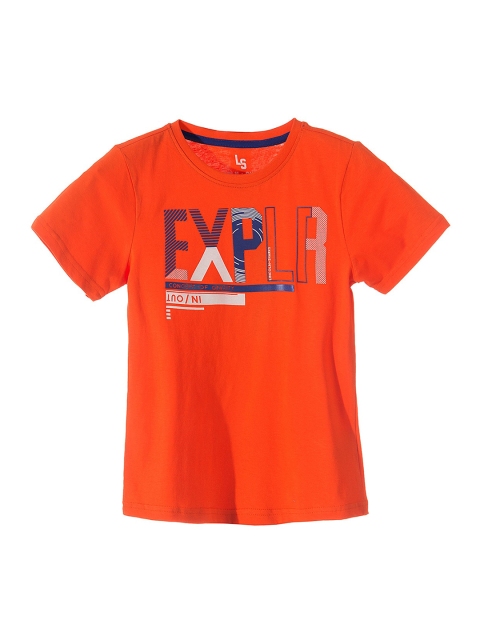 

LINCOLN & SHARKS Boys Orange Printed Round Neck T-shirt