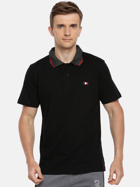 

ACTIMAXX Men Black Solid Polo Collar Pure Cotton T-shirt