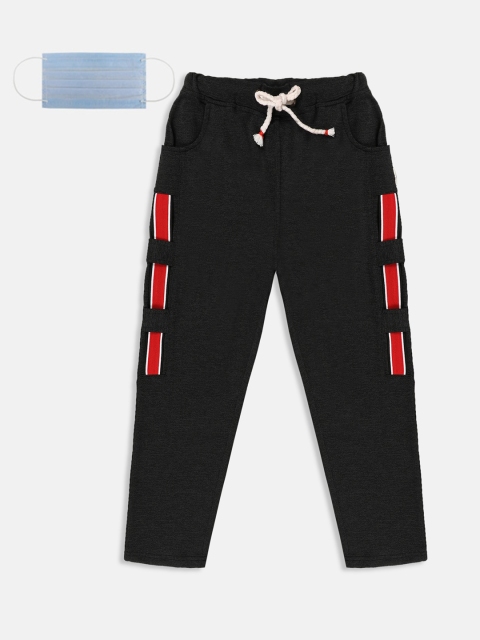 

Lil Tomatoes Boys Black & Red Solid Straight-Fit Track Pants