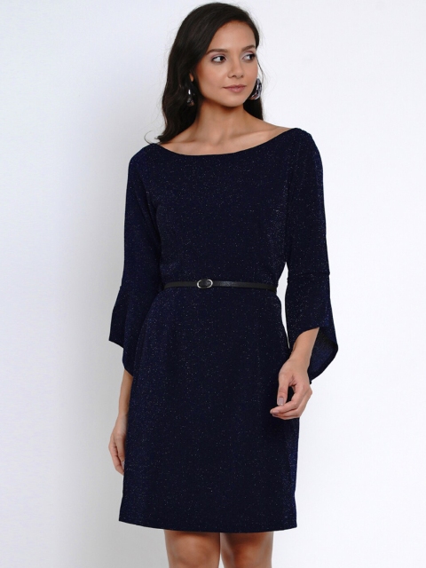 

Latin Quarters Women Navy Blue Sheen Sheath Dress