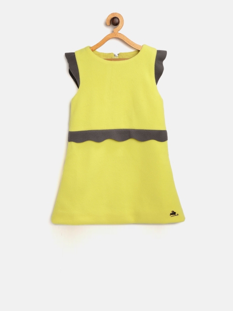 

Cherry Crumble Girls Yellow Solid A-Line Dress
