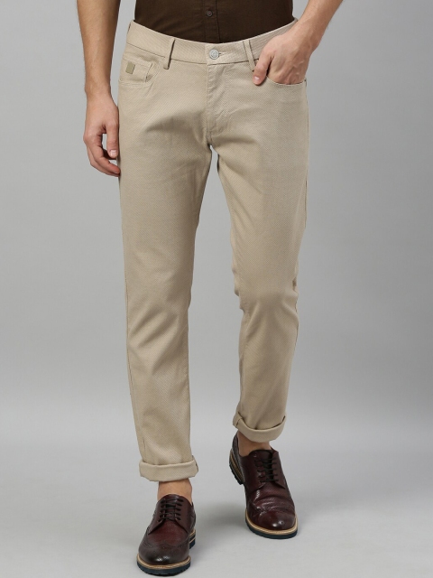 

RARE RABBIT Men Khaki-Brown Regular Fit Self Design Trousers