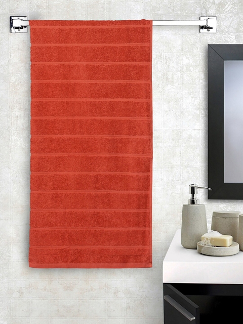 

SPACES Unisex Rust-Orange Striped 233 GSM Livlite Bath Towels
