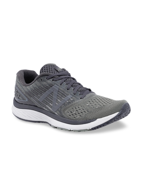 

New Balance Men Green & Grey Textile Running Shoes