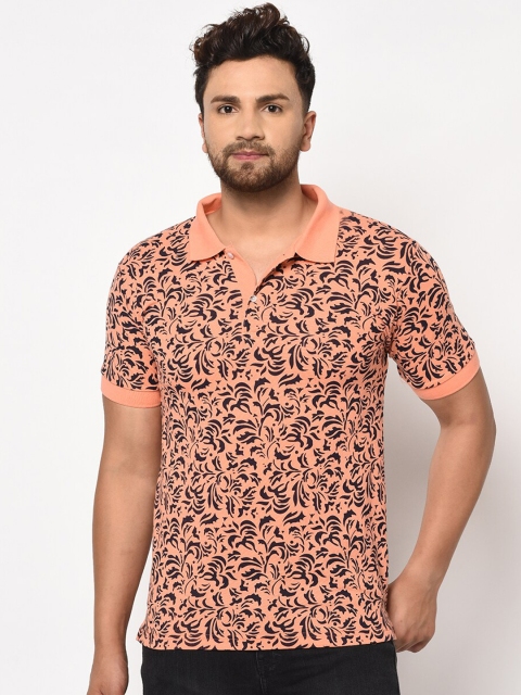 

ELEGANCE Men Orange Printed Polo Collar T-shirt