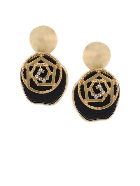 

Sia Art Jewellery Gold-Plated & Black Geometric Drop Earrings