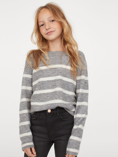 

H&M Girls Grey Fine-Knit Jumper