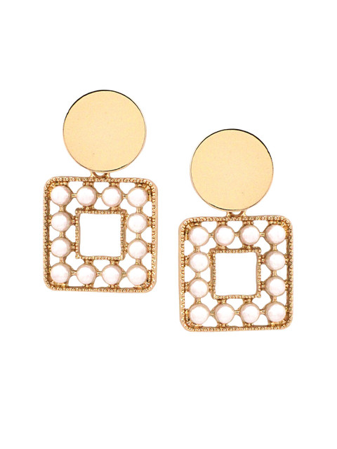 

Sia Art Jewellery Gold-Plated & White Geometric Drop Earrings