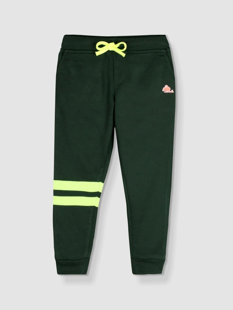 

Cherry Crumble Unisex Kids Green Solid Regular Fit Joggers