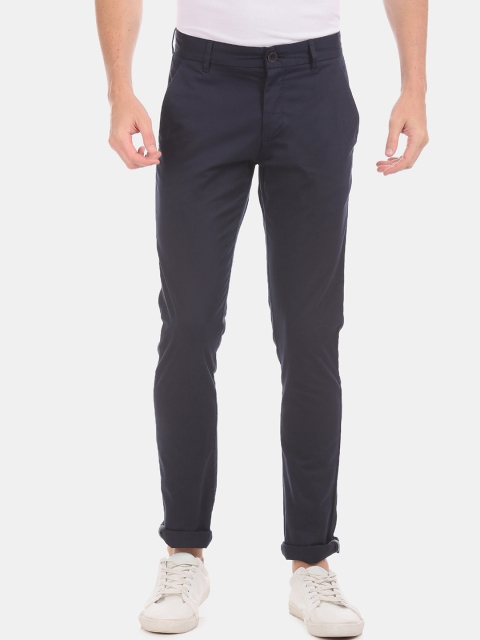 

True Blue Men Navy Blue Slim Fit Solid Chinos