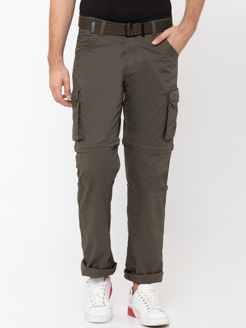 

Globus Men Olive Green Regular Fit Solid Cargos