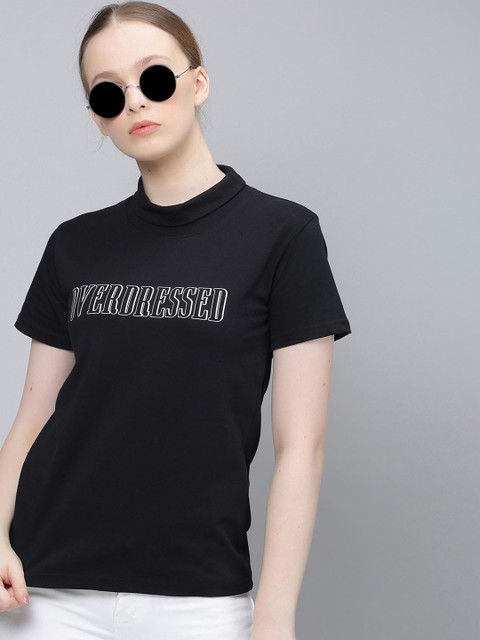 

DILLINGER Women Black Printed Round Neck T-shirt
